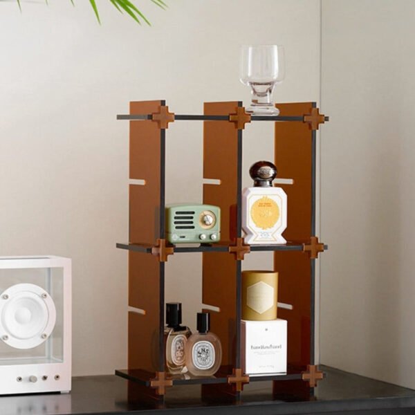 Acrylic Display Orange Retro Shelf Stand for Home Storage - Image 3